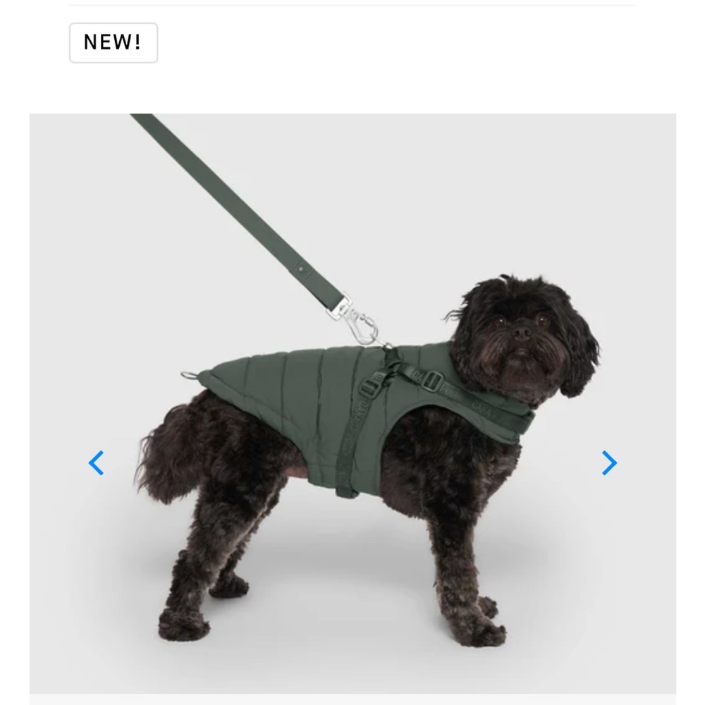 Canada Pooch Puffer Dog Harness Jacket in Olive Green-